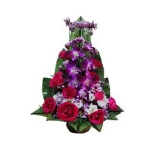 Kyla - pink rose and orchid Balinese arrangement for birthdays and anniversaries