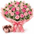 20 pink roses and chocolates