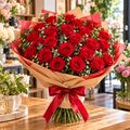 24 red roses in a bunch