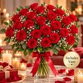 24 red roses in a vase