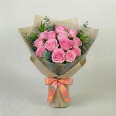 12 bali pink rose bouquet