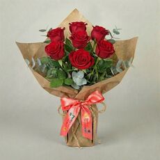 6 bali red rose bunch