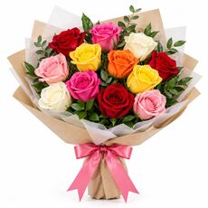 12 mixed roses
