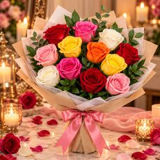 12 mixed roses