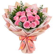 12 pink roses