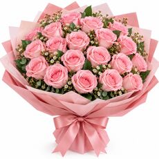 20 pink roses in a bunch