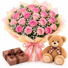 20 pink roses