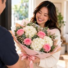 hydrangea and rose