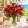 12 red roses in a vase