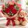 3 red roses and a teddy