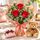red roses and teddy bear and chocolates