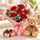 roses teddy bear and chocolates