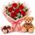 6 roses with teddy bear and chocolates