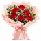 6 red roses in a bunch