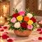 12 mixed roses in a pot