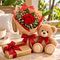 single red rose teddy and chocolates