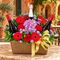 wine, champagne and flowers