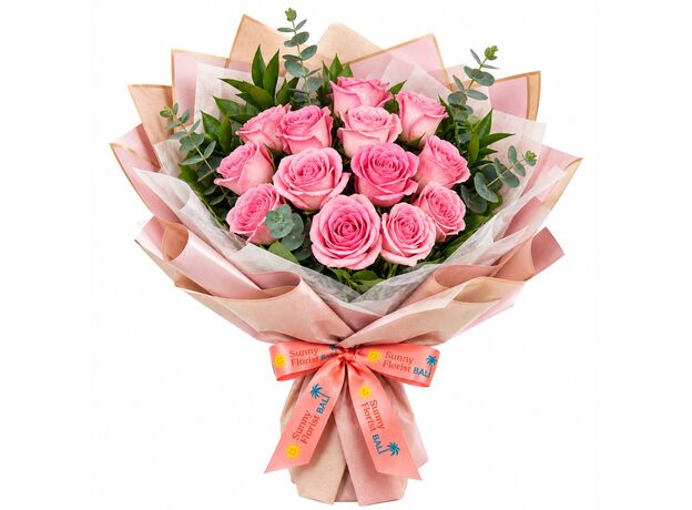 12 pink roses