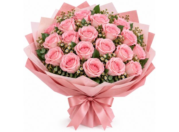 20 pink roses in a bunch