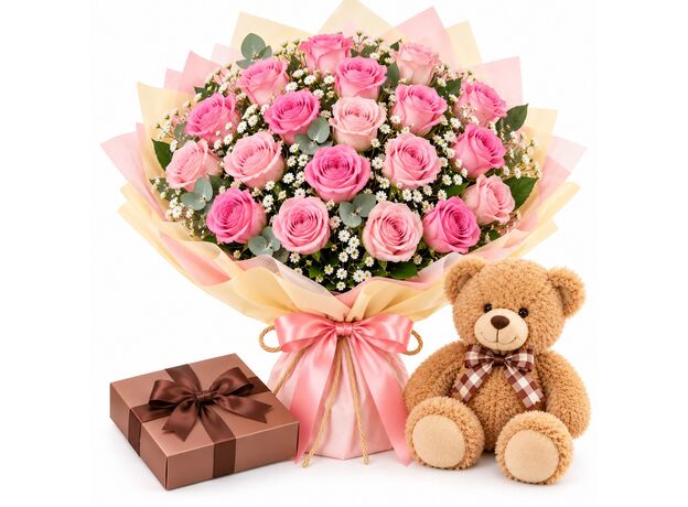 20 pink roses