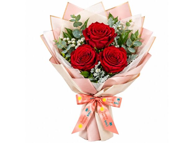 3 red roses
